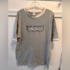 VTG striped crewneck tshirt 90s embroidered Duck Village NC XL Desert Heat